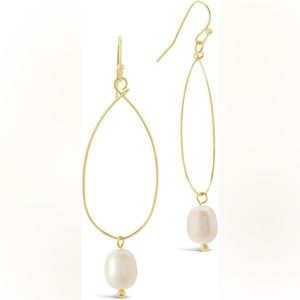 Sterling Forever Earrings with Pearl, Gold Color